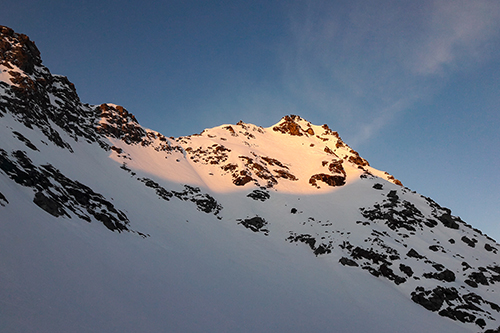 Montagne ski randonnée neige alpenglow Rosablanche Suisse Valais
