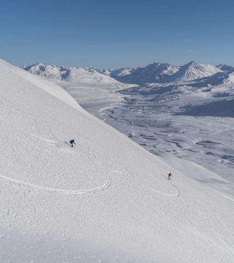 Yukon Canada ski randonnée descente poudreuse vue paysage montagnes